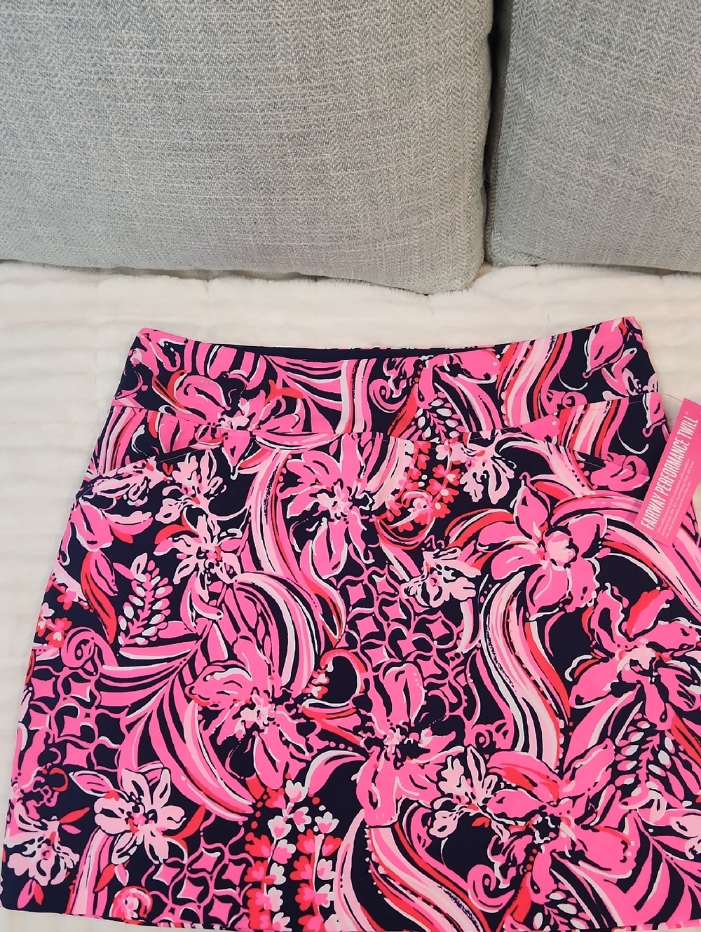 Lilly Pulitzer Pink Navy Floral Print Skirt